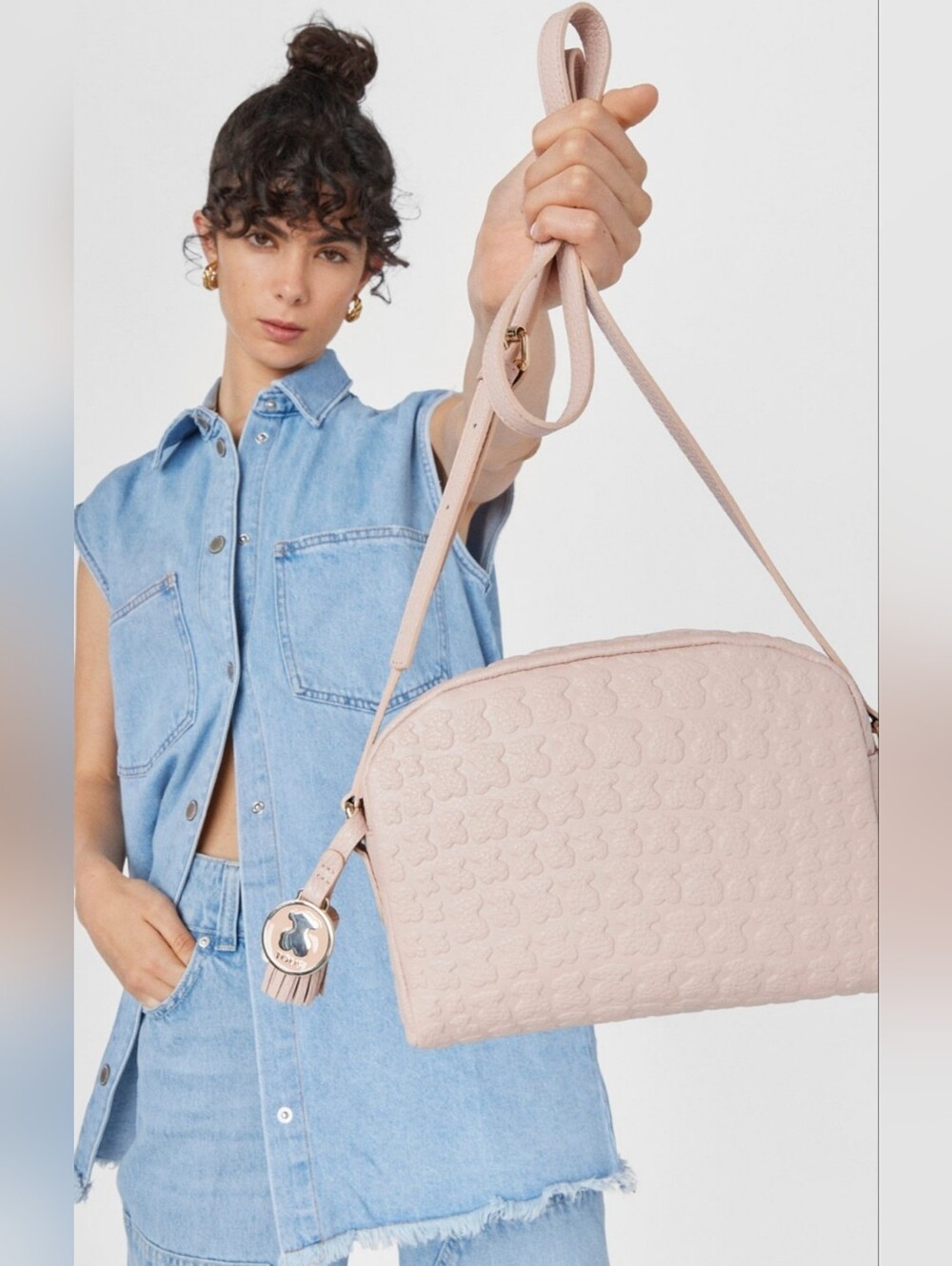 Tous Sherton Quilted Bear Pale Pink Crossbody Bag Quiet‎ Luxery Clean Girl